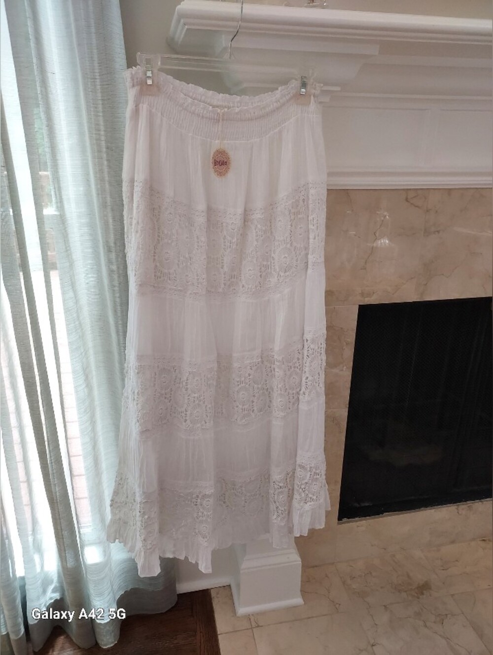 Boho White Lace Tiered Maxi Skirt
